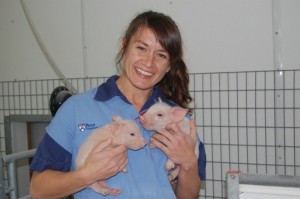 Ines with piglets